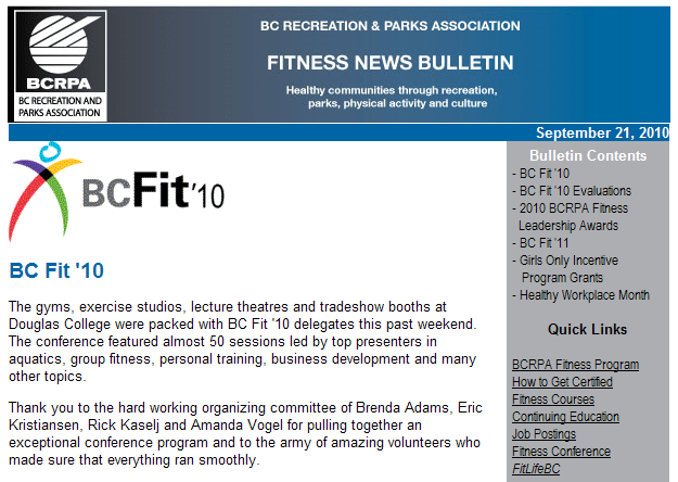 BCRPA Fitness News Bulletin Friday with Rick