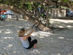 z trainer beach row 300x225 Suspension Trainer for Shoulder Pain