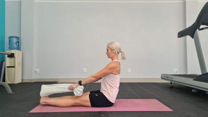 Seated Calf Stretch- achilles tendon exercises