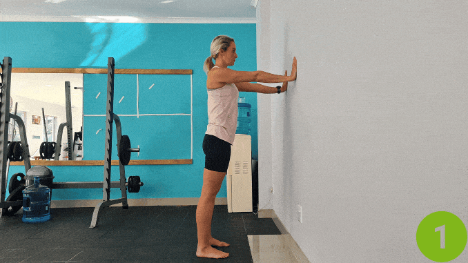 Standing calf stretch- achilles tendon exercises