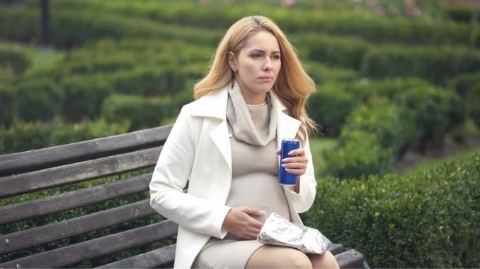 Irresponsible expectant drinking unhealthy soft drink