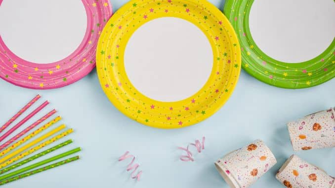 Colorful Yellow Green Pink Paper-Plates Cup - Disposable Christmas Plates