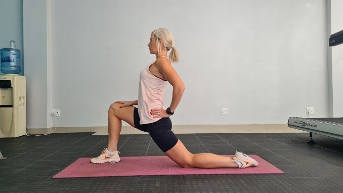 Half-Kneeling Hip Flexor Stretch - Pickleball Knee Pain